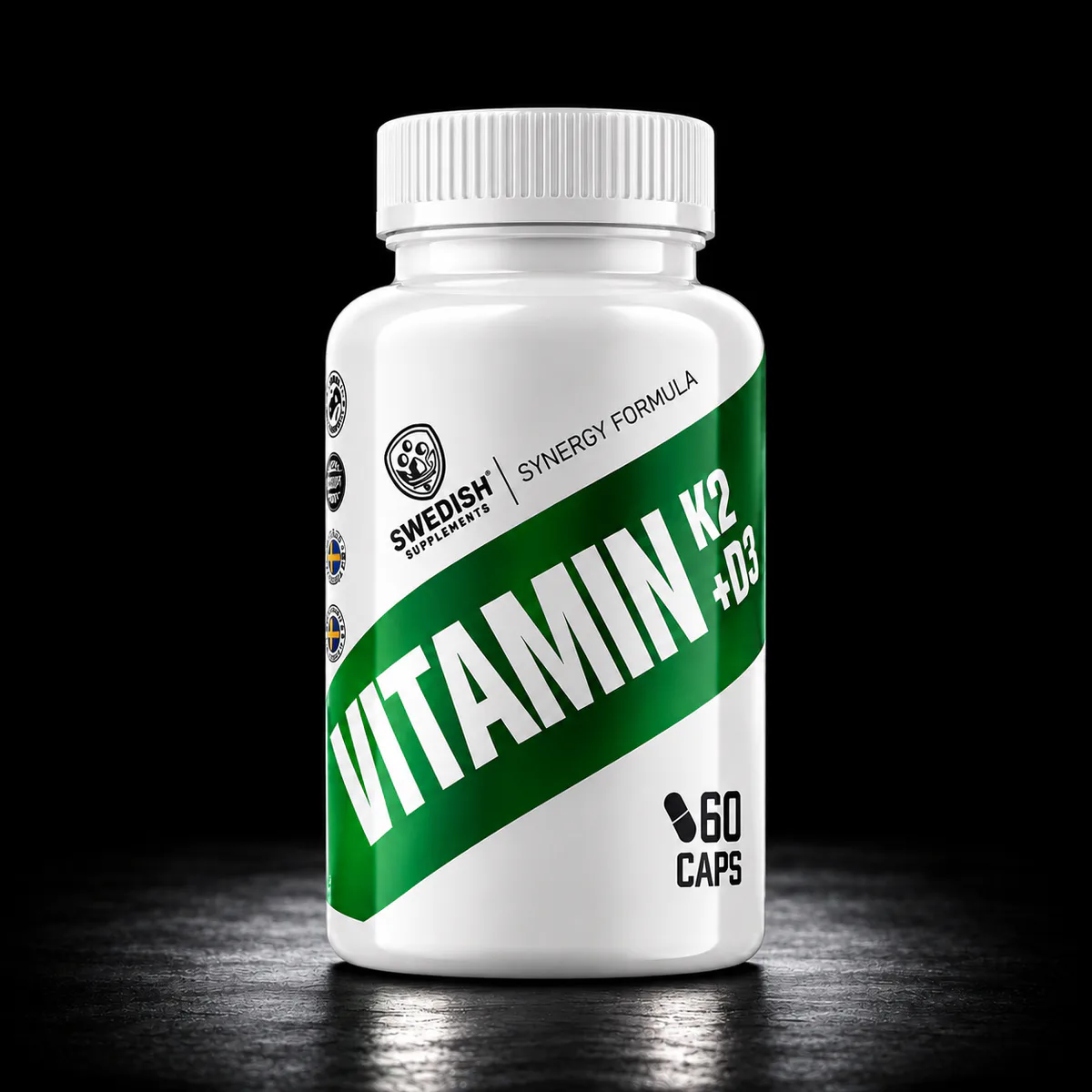 Swedish Supplements Vitamin K2 + D3 – 60 kapsler